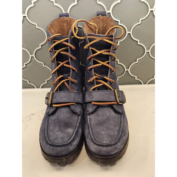 Polo Ralph Lauren Ranger Buckle Boots Men's Size 8D Blue Suede Classic Hip Hop - Picture 3 of 9